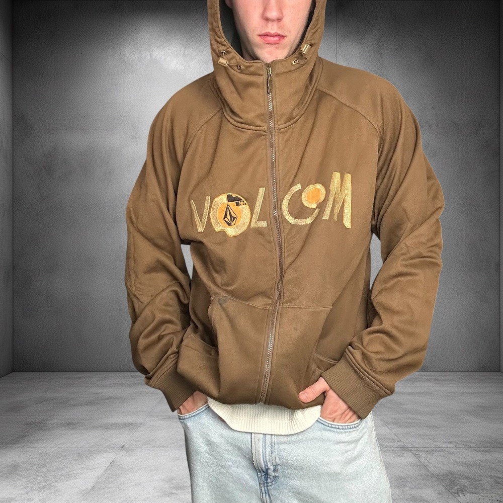 Vintage Volcom V-Line Science Jacket XL Brown Y2K Skater Streetwear Hooded Zip